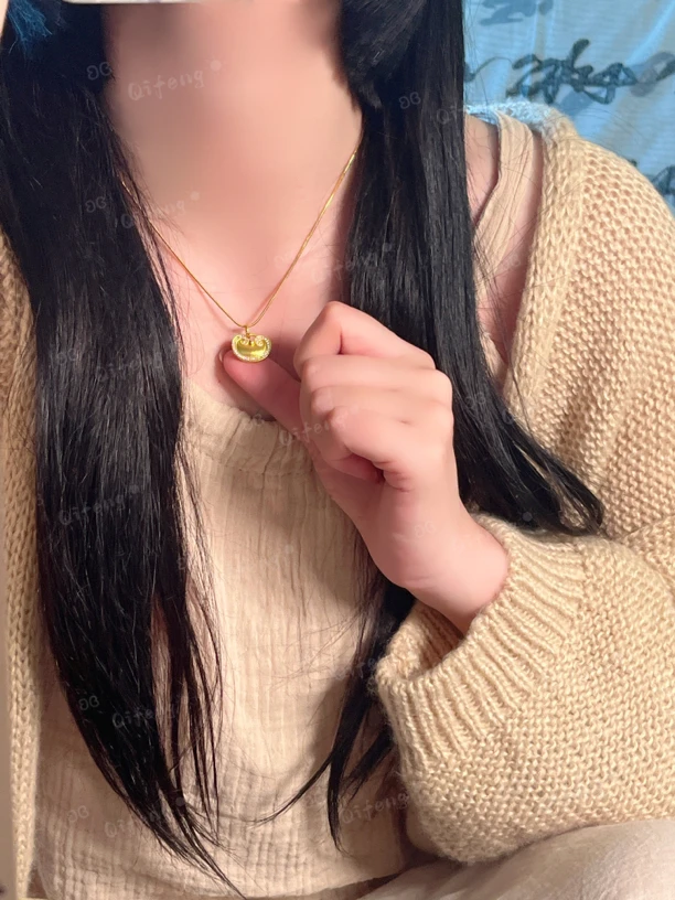 铜合金项链 元宝锁包项链祥云吊坠可爱金锁