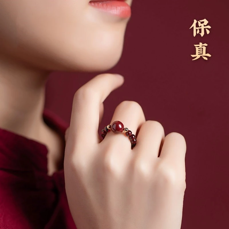 非金属戒指 护身戒指女款转运珠貔貅食指戒指女四叶草小众设计