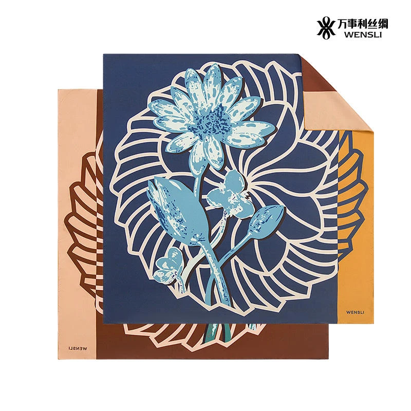 Wensli/万事利【好运连连】桑蚕丝大方巾春夏双面印花异色机卷工艺