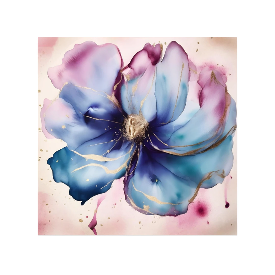 Wensli/万事利艺术感泼墨花卉丝巾桑蚕丝INT印花中方巾-一帘幽梦