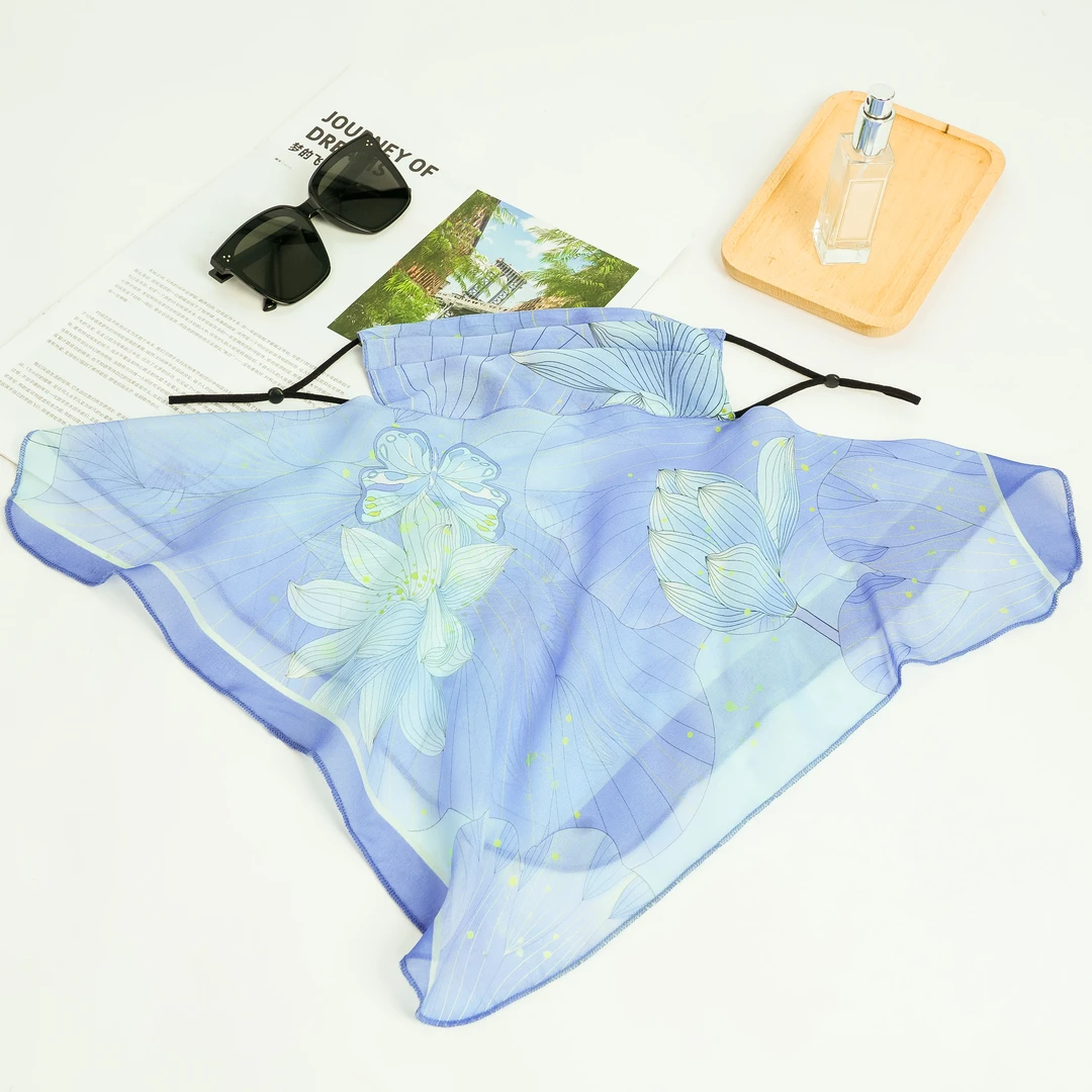 Wensli/万事利春夏时尚薄款透气面纱雪纺桑蚕丝随机INT遮阳面纱