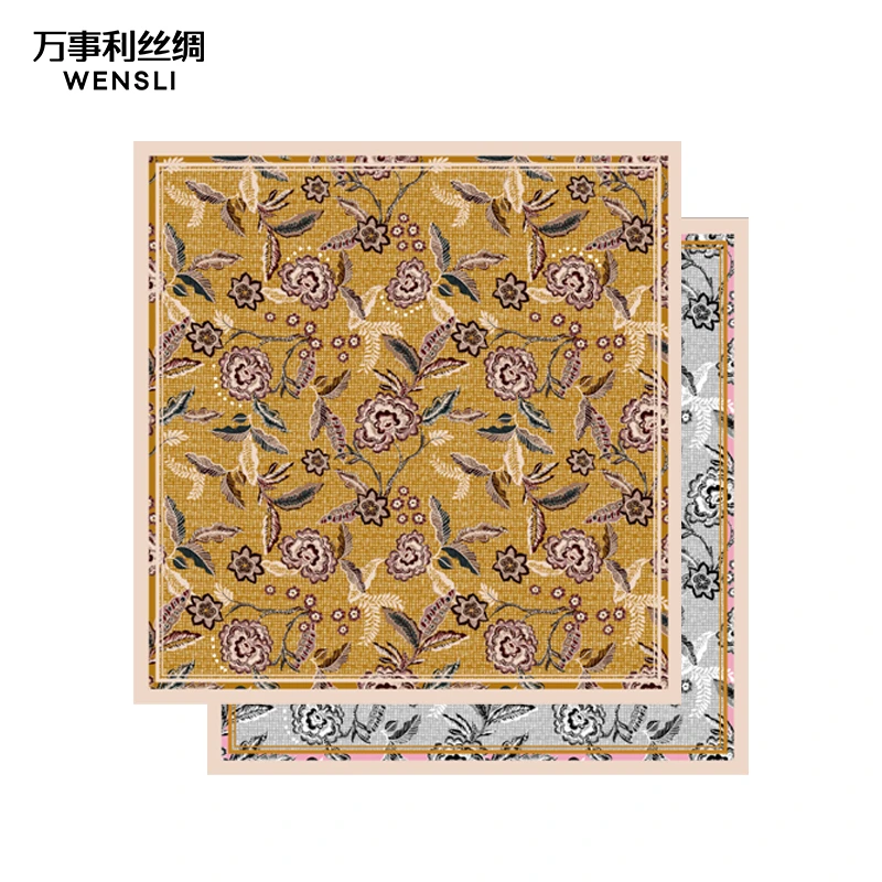 Wensli/万事利秋冬气质经典双面异色印花丝羊毛羊绒围巾-浮香