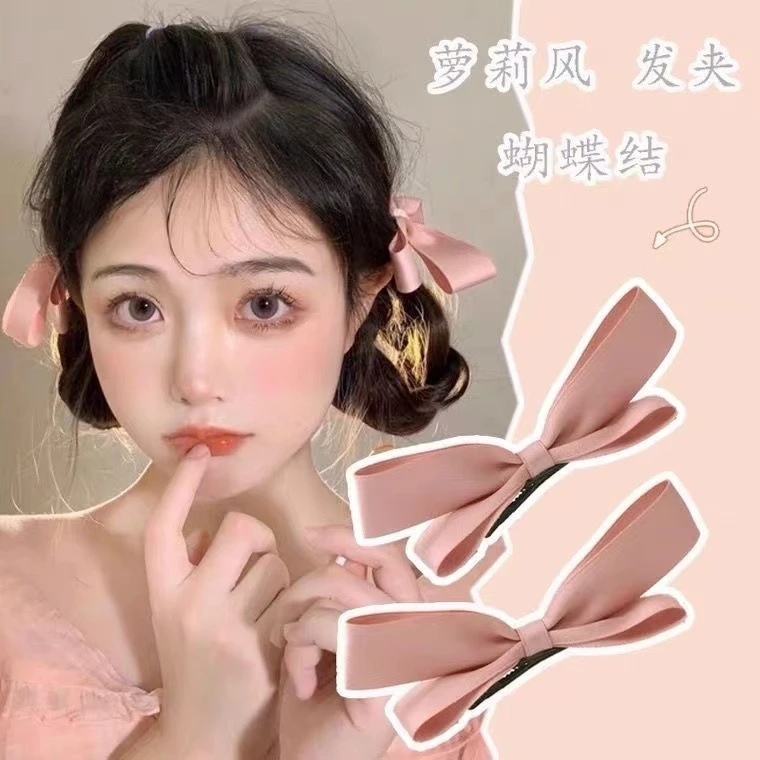 合金布艺发饰 公主风蝴蝶结发夹鸭嘴夹发饰甜美发卡后脑勺双马尾