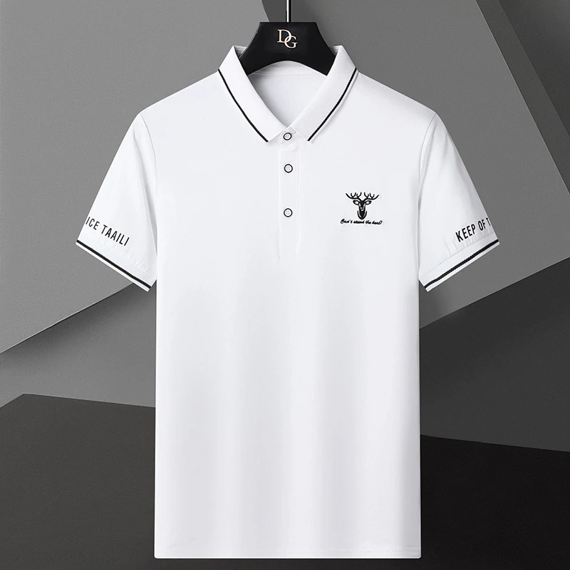 2025上新夏装男士小方领T恤短袖成熟男人外穿带领polo衫体恤纯棉T