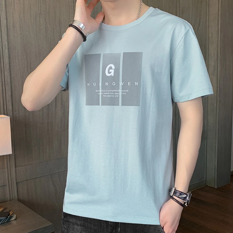 夏天男士冰丝短袖t恤士薄款刺绣T恤冰凉打底衫青年透气男衫体血潮