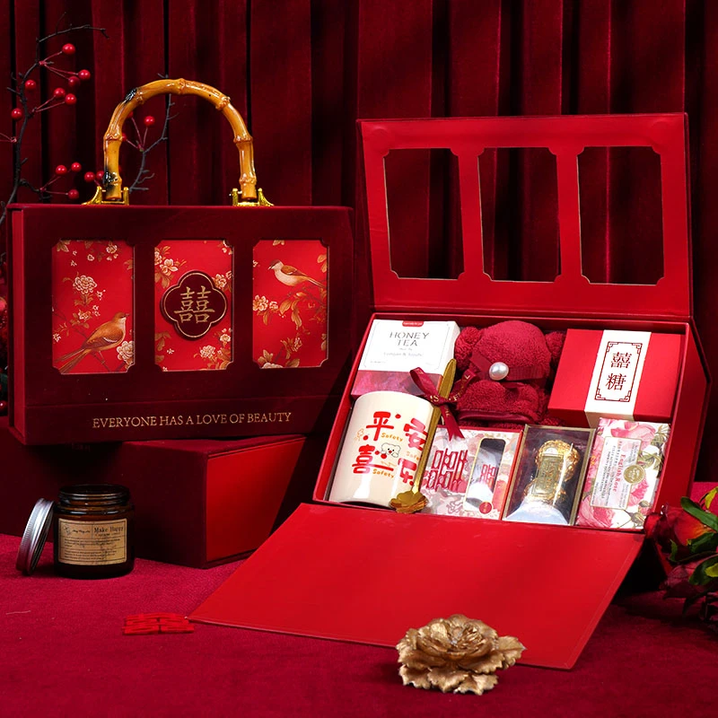 结婚伴手礼成品礼盒含糖订婚宴婚礼送宾客中式搭配好喜糖回礼套装