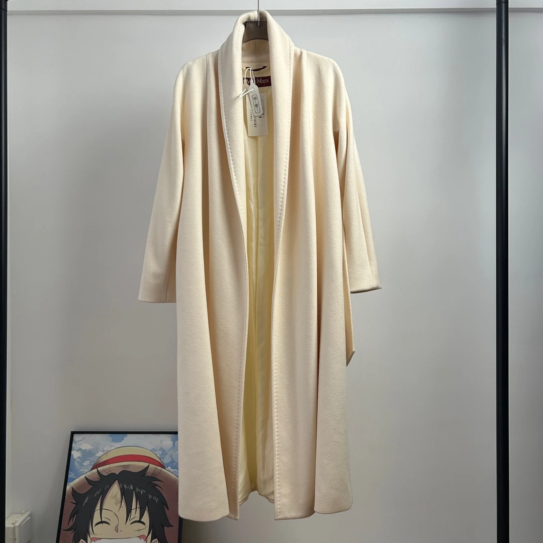 Maxmara/副线 奶油米浴袍款大衣羊绒 32码 99新 GM001437