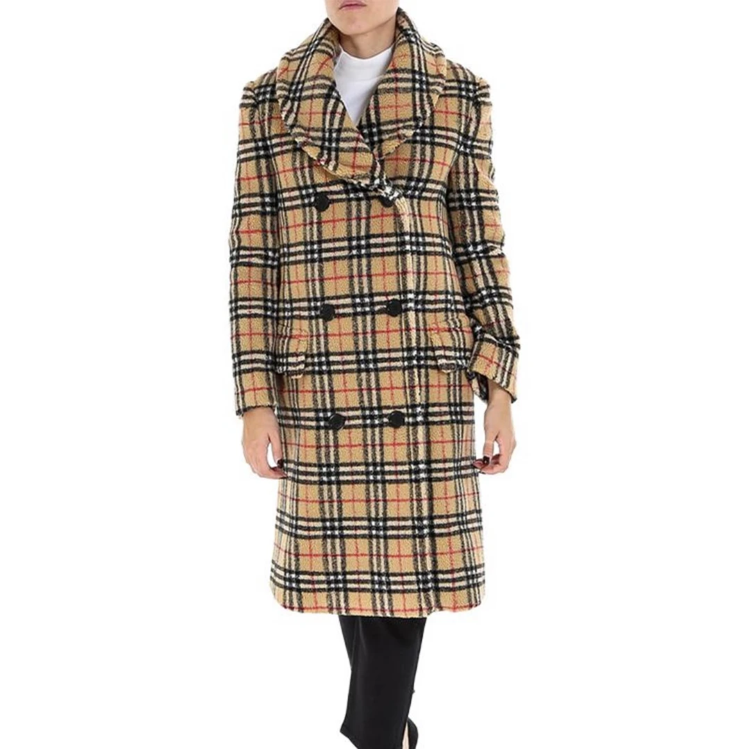99新 BURBERRY/博柏利 泰迪绒格子经典大衣 uk6 GM002270