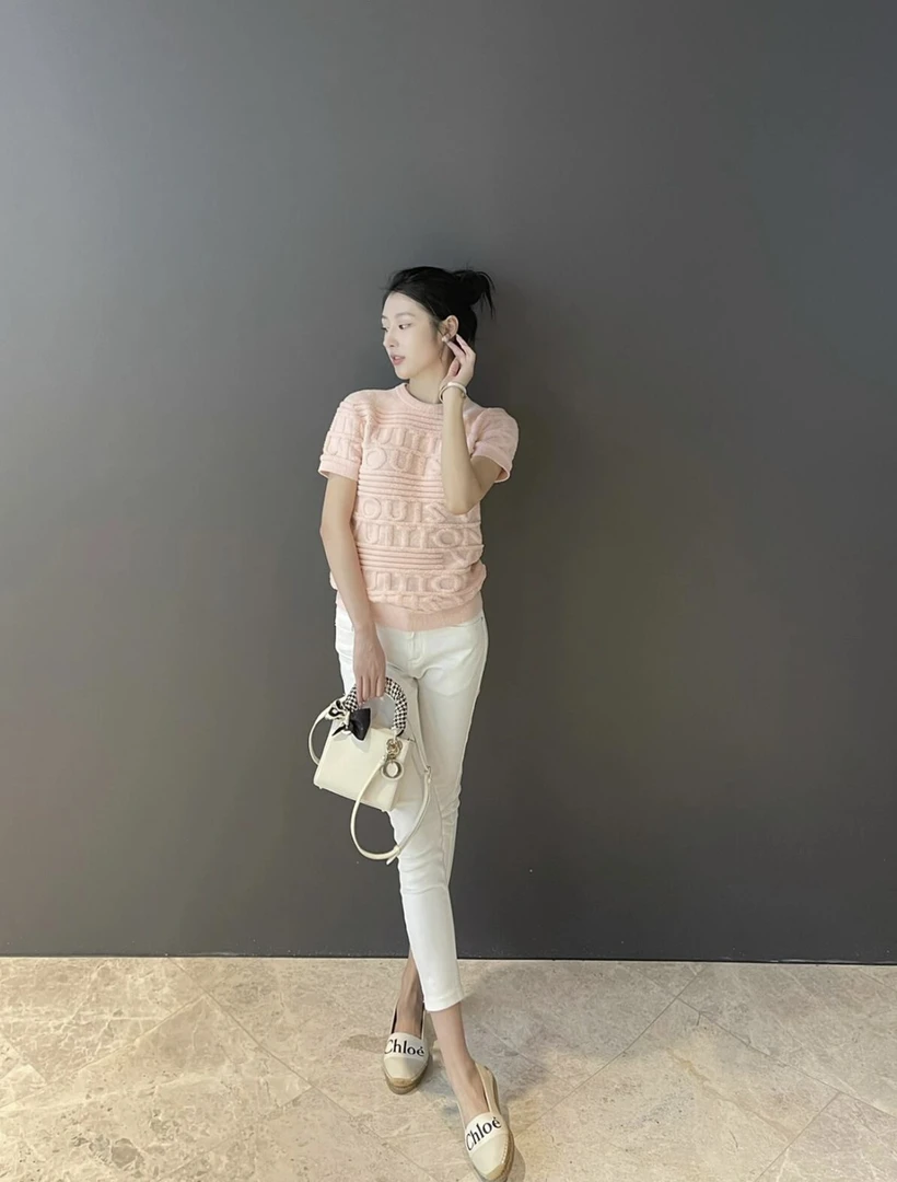 99新 LouisVuitton/路易威登 粉色毛巾羊毛短袖 34码 GM001889