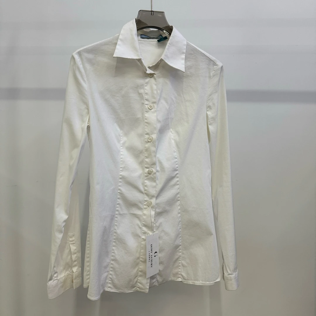 Prada/普拉达/白色修身白色衬衣 38码 99新 GM001191