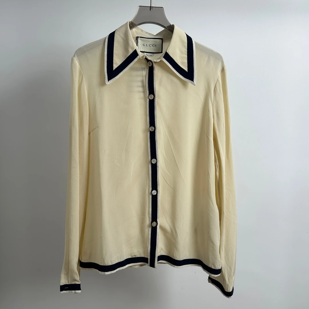 99新 GUCCI/古驰 真丝翻领衬衣 40码 GM001684