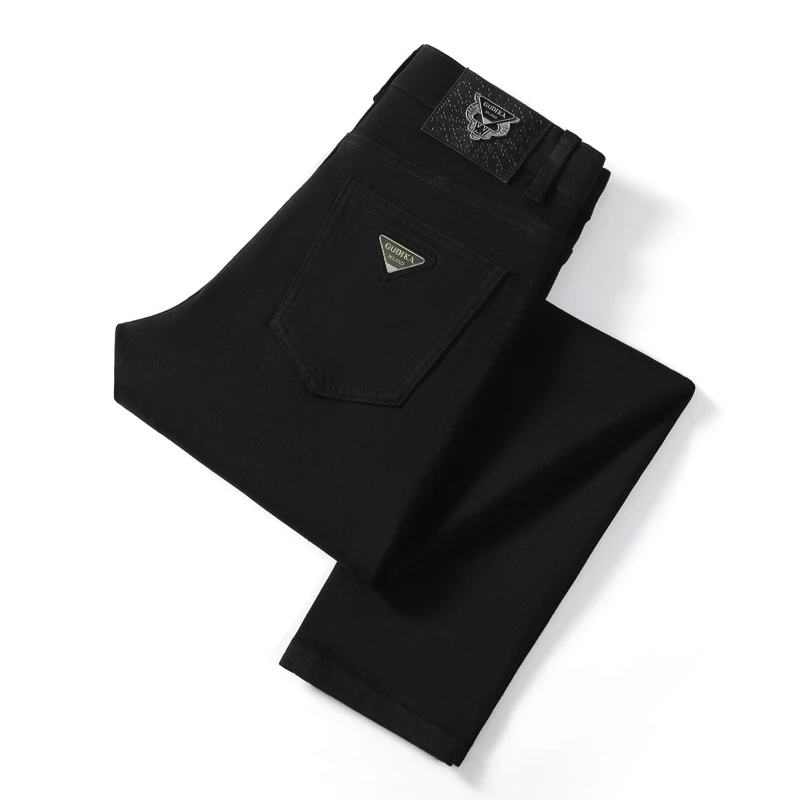 轻奢新款秋冬男士高腰直筒百搭黑色修身弹力时尚休闲秋冬潮流男裤