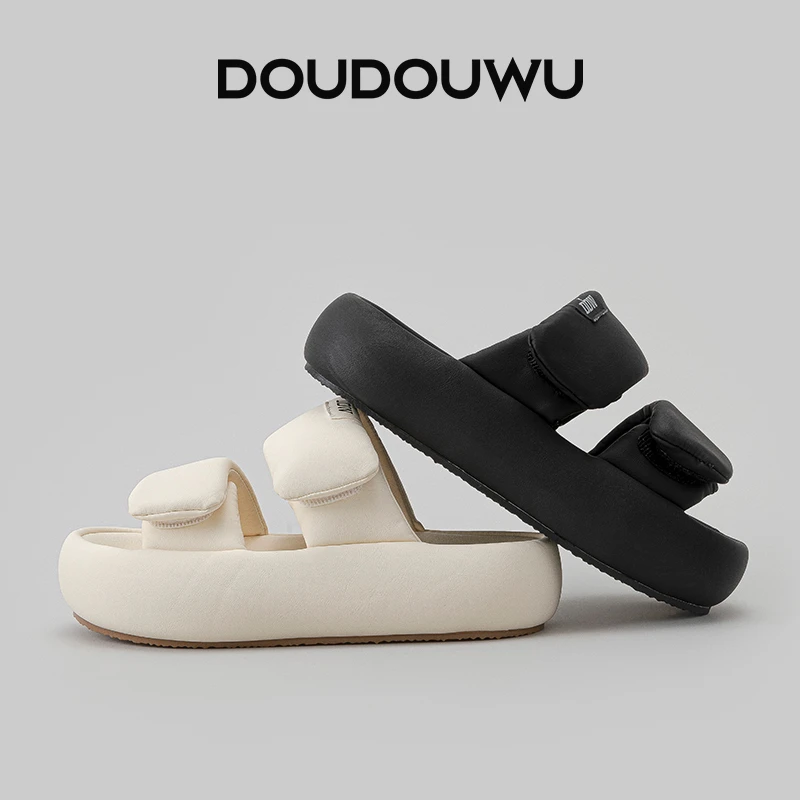 豆豆屋厚底拖鞋女2025新款外穿时尚夏季潮休闲一脚蹬百搭平底女鞋