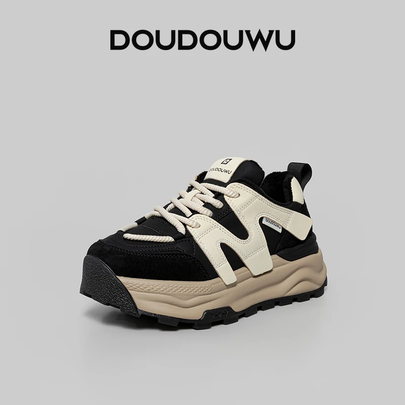 豆豆屋厚底老爹鞋女秋冬新款韩版潮运动休闲松糕百搭中跟女鞋