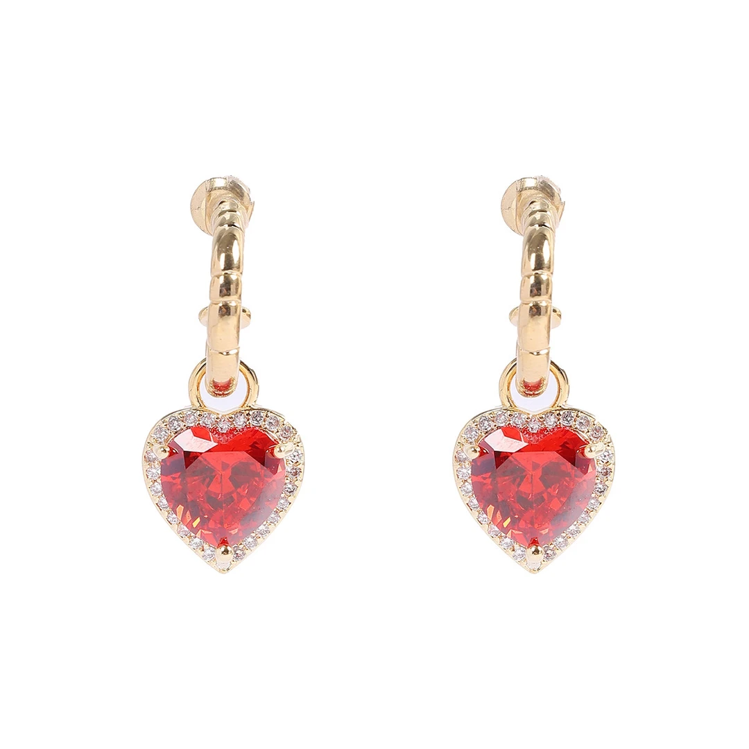 铜合金锆石耳饰 耳环爱心造型气质形耳扣时尚简约高级感优雅百搭