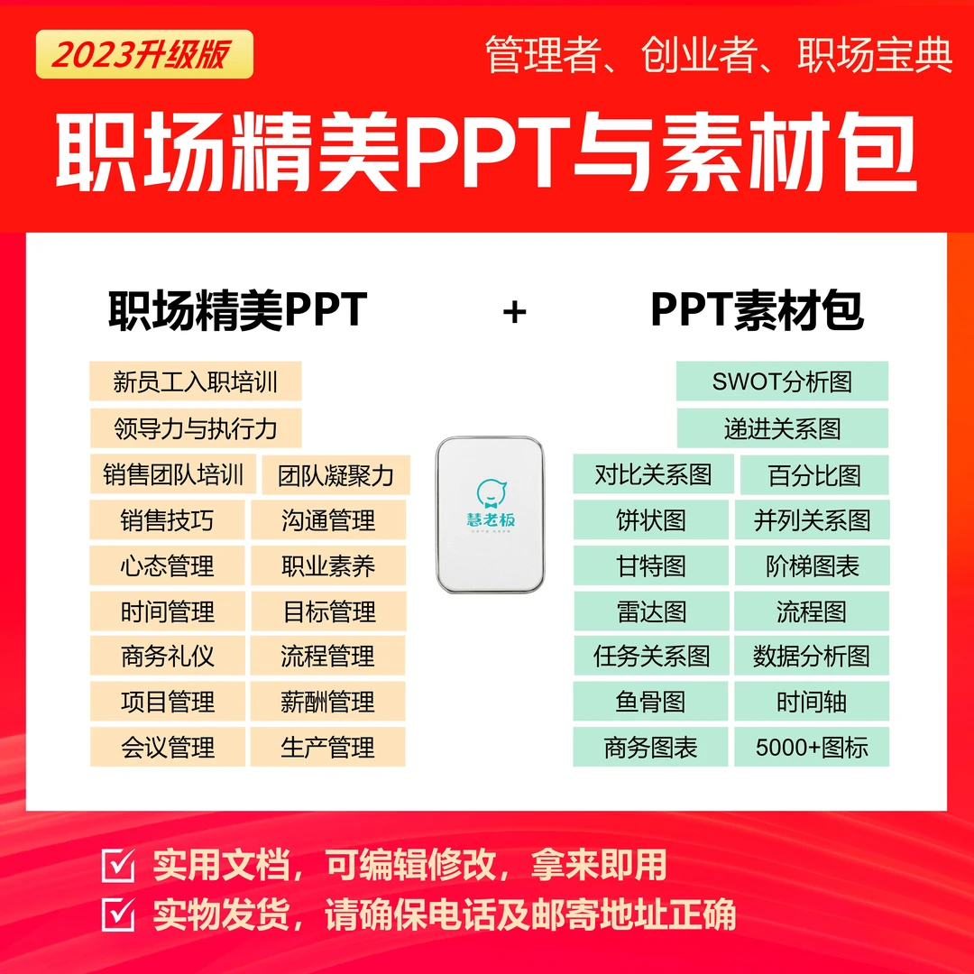 职场实用精美PPT(入职培训/领导力/团队精神/销售)与配套素材包