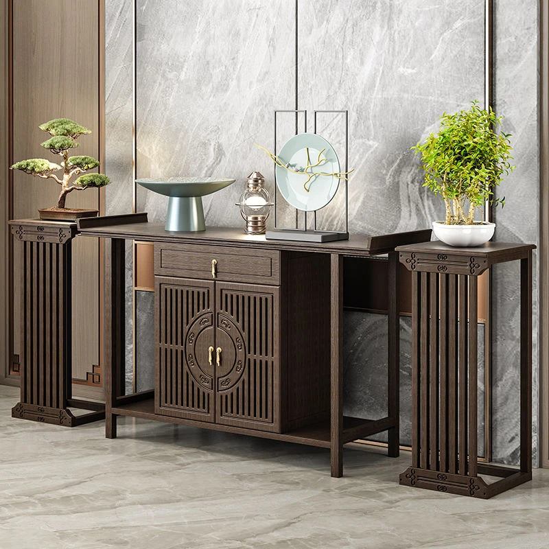 新中式玄关台客厅条几入户禅意门厅隔断现代简约置物供奉桌子案台