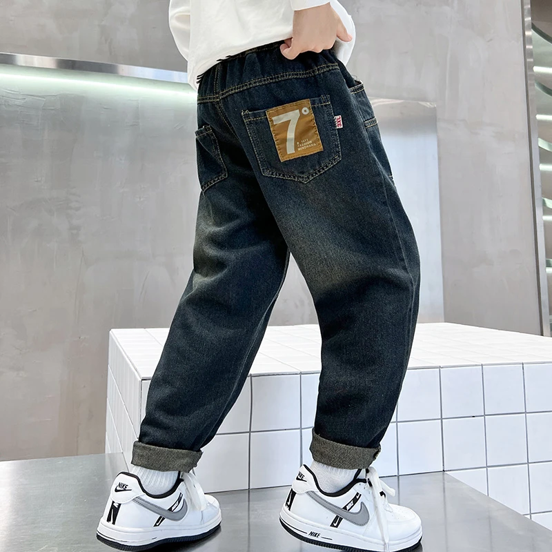 童装男童牛仔裤2023秋装新款韩版中大小童休闲弹力时髦牛仔裤子潮