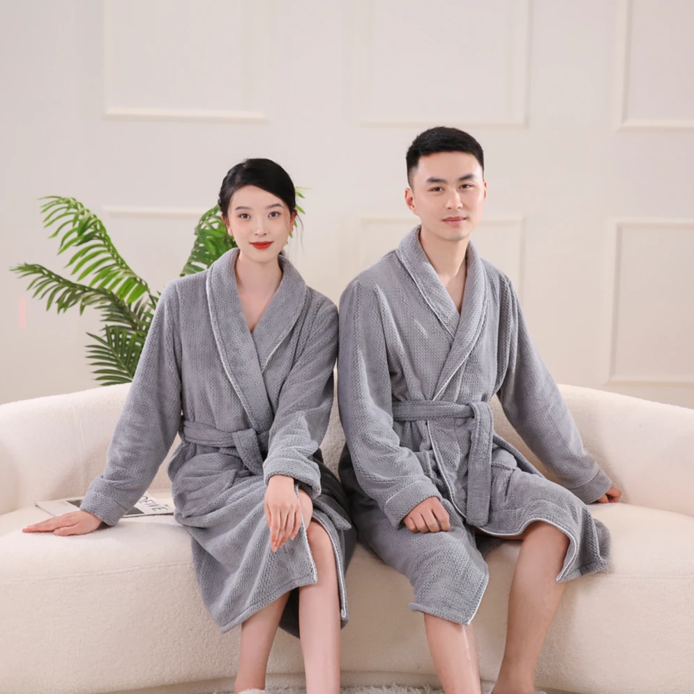 四季款成人居家必备宽松舒适亲肤柔软家用珊瑚绒情侣款吸水浴袍