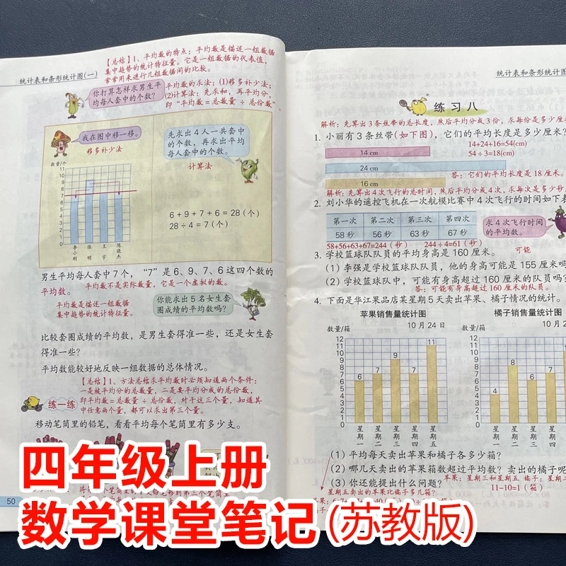 【苏教版】四年级上册下册数学课堂笔记教辅资料预习书随堂笔记同步