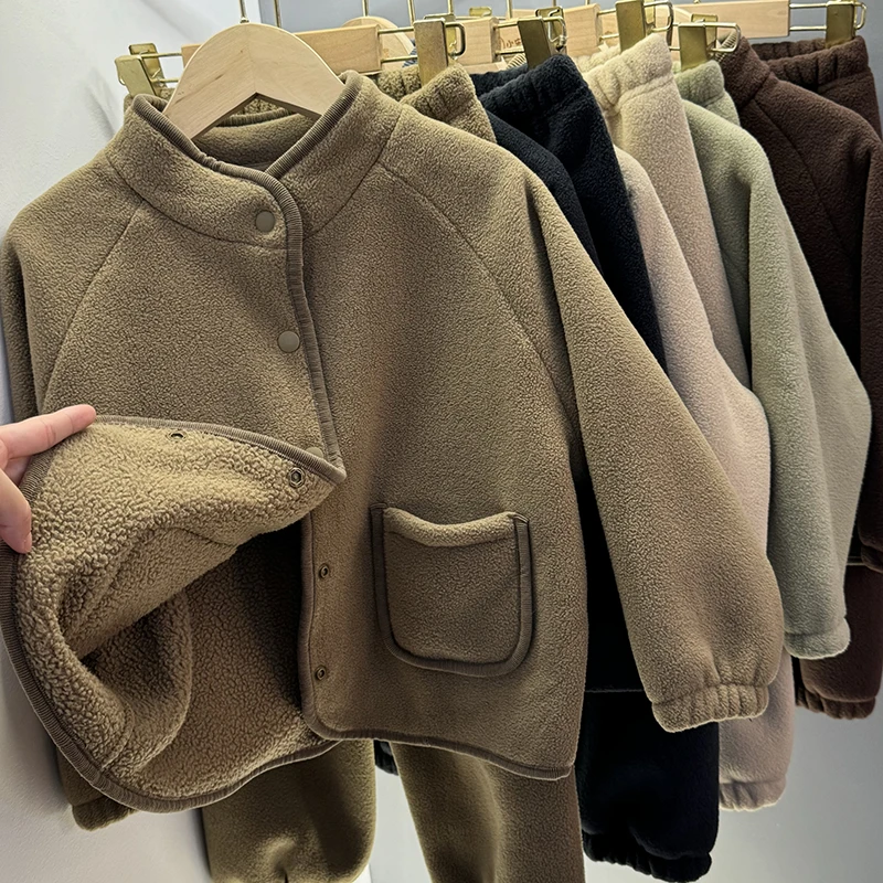 【亲子装】儿童秋冬家居服套装男女童加绒冬装加厚一体绒睡衣两件套