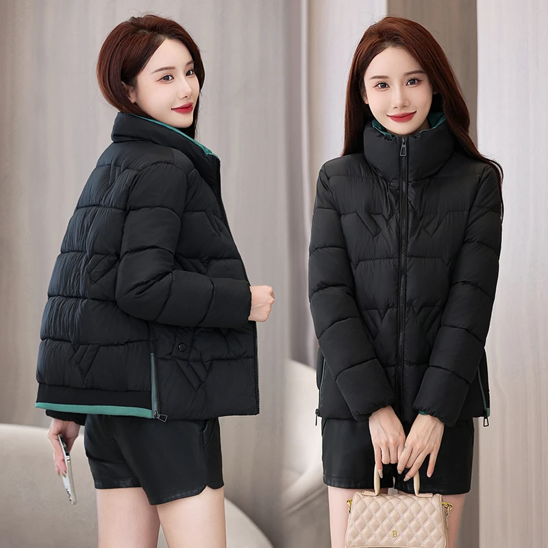 冬季短款女2025新款宽松时尚洋气立领小香风免洗保暖外套冬