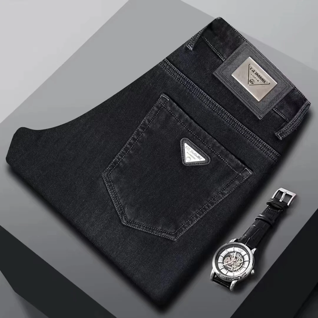 高端欧货潮牌牛仔裤男潮流冬季加绒潮流男士休闲直筒长裤子【922】