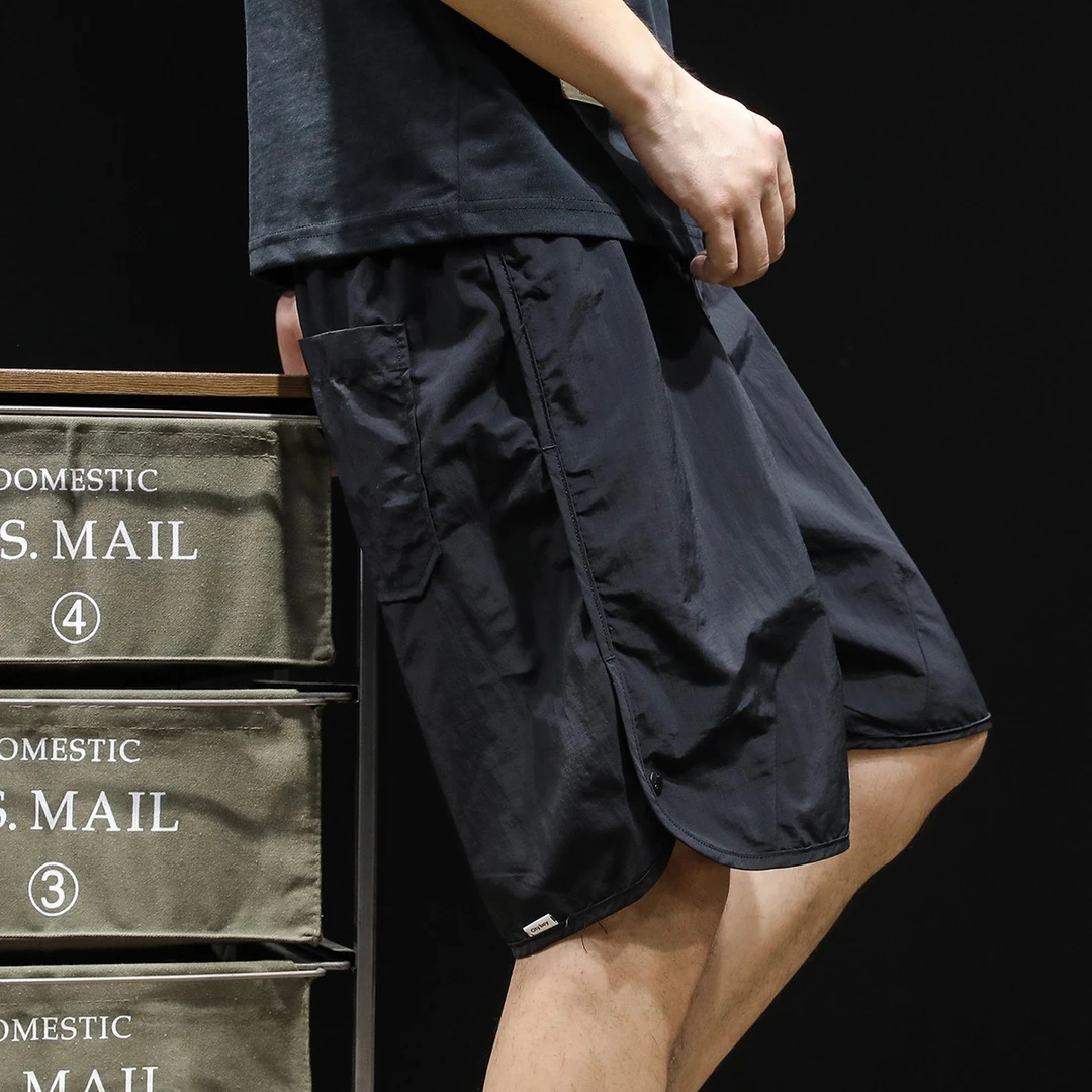 轻薄速干冰丝休闲工装短裤男新款夏季宽松大码潮牌男士五分裤排扣