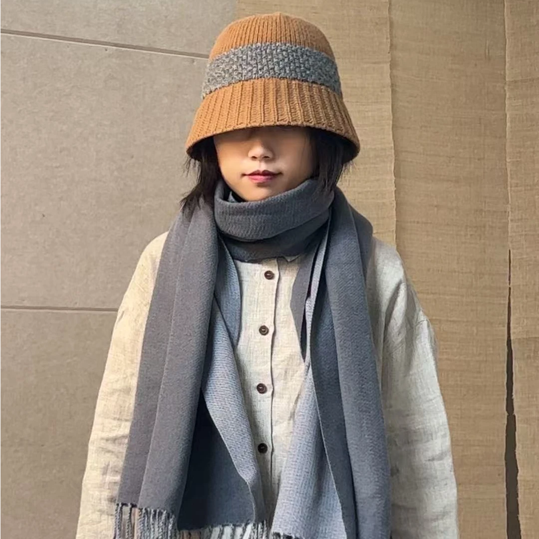 复古毛线帽子女秋冬季小众设计感针织帽保暖防寒包头