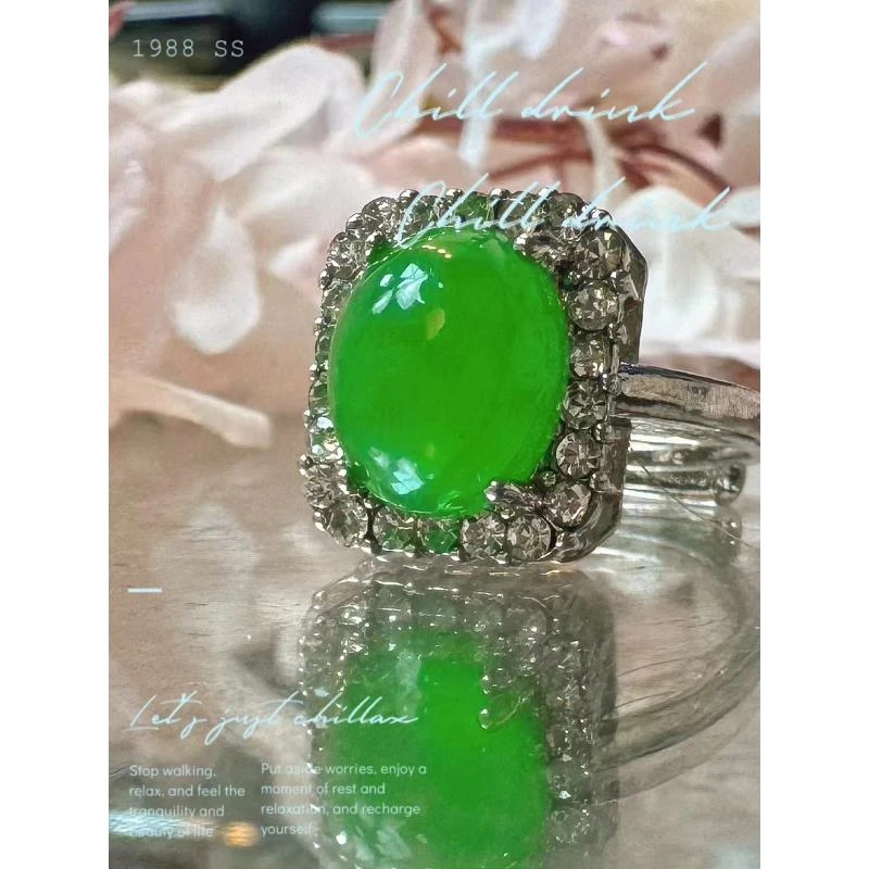 新款绿色高级设计感高定设计指环戒指S0195