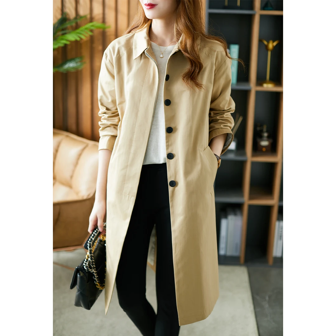 原形中长款时尚风衣韩版简约设计感宽松外套U68595