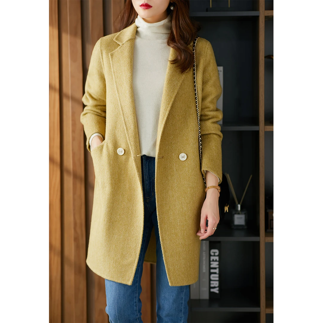 原形双面呢2024冬韩版显瘦时尚毛呢外套81080