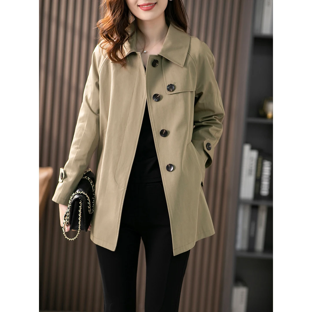 原形秋季韩版小个子设计感时尚气质洋气翻领上衣百搭中长款U85107