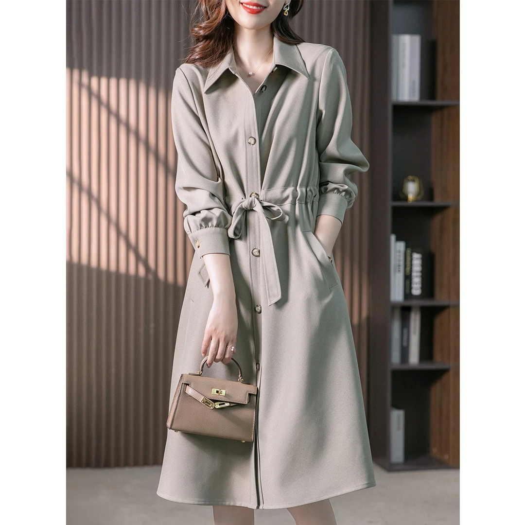 原形2025秋季新款气质减龄中长款休闲长袖连衣裙U85114