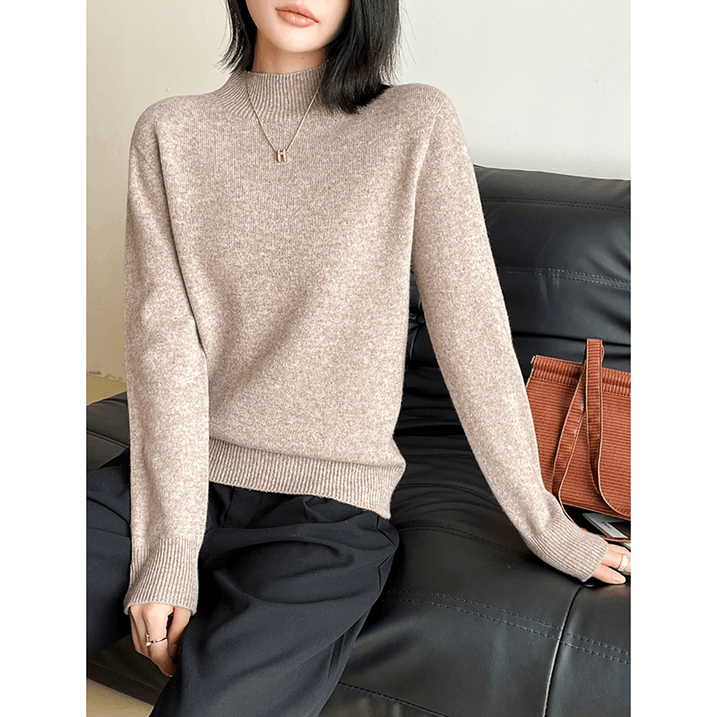 原形慵懒风软糯毛衣圆领全羊毛针织衫上衣89796