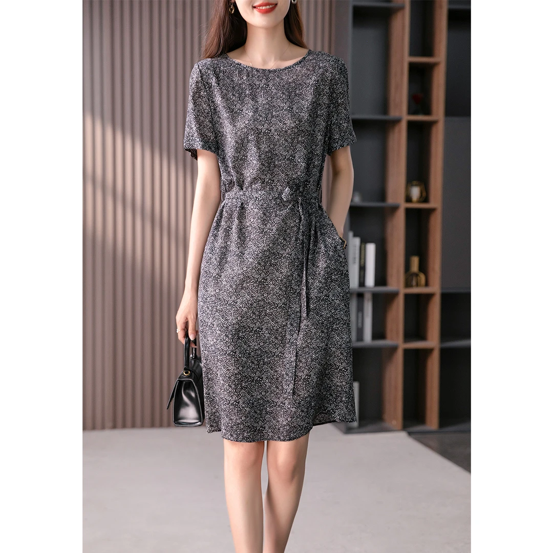 原形法式复古21姆米真丝连衣裙收腰桑蚕丝87028-4