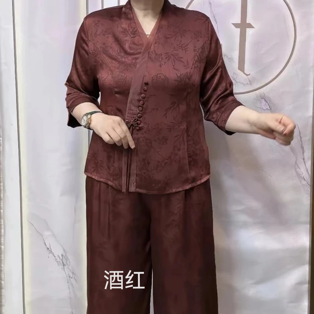 复古休闲高档宽松显瘦中老年洋气夏季减龄妈妈装国风裤子小衫套装