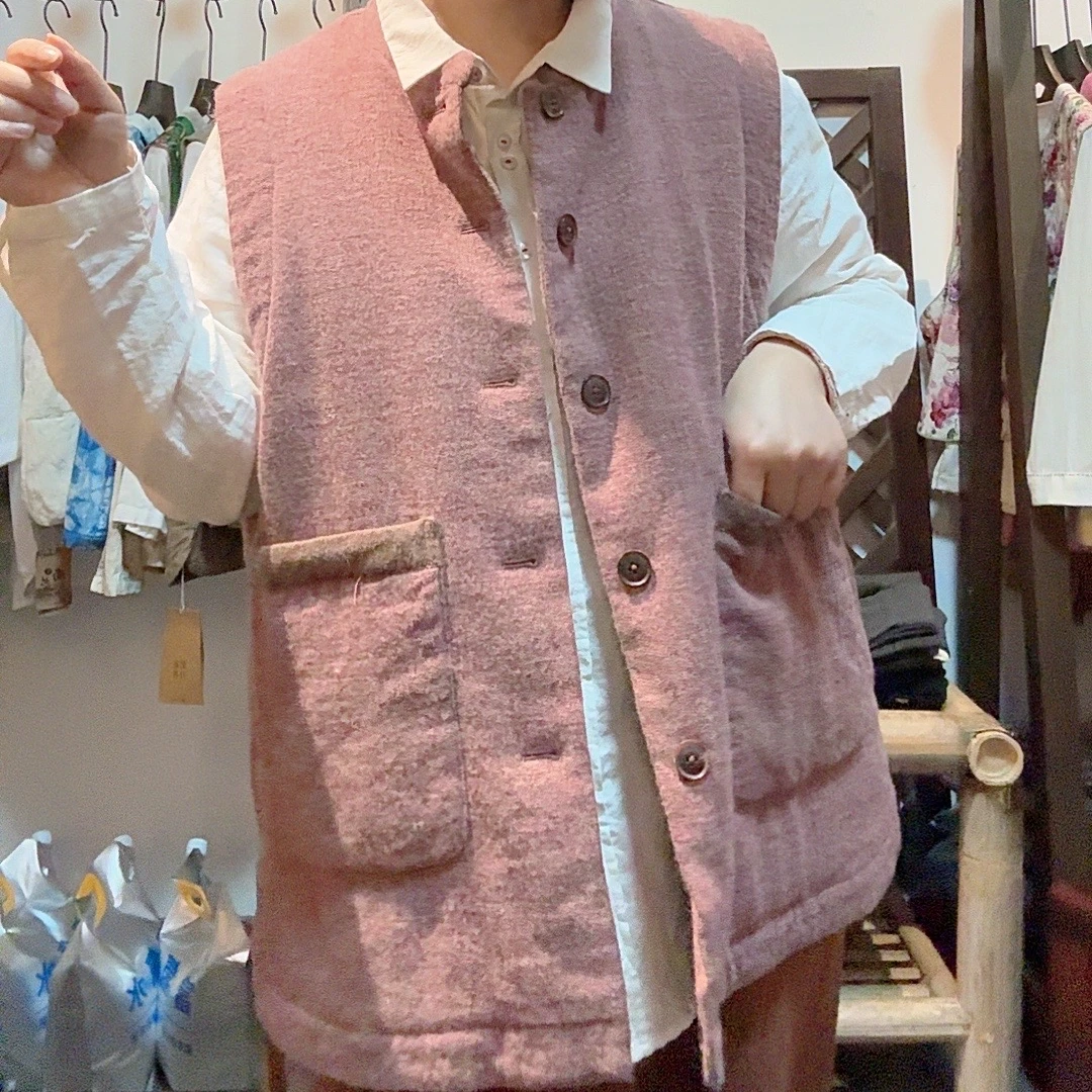 羊毛棉亚麻马甲简约设计舒适穿搭