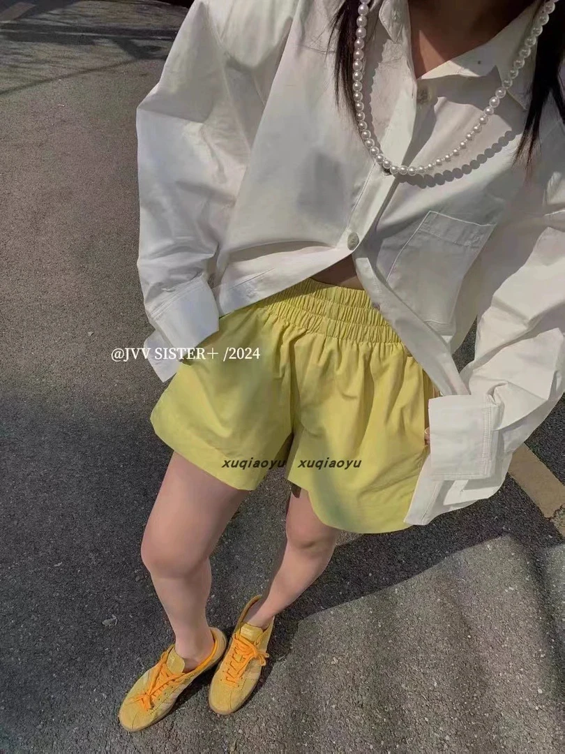 JVVSISTER高腰显瘦蓬蓬短裤女外穿百搭春夏韩版新款a字阔腿裤8846
