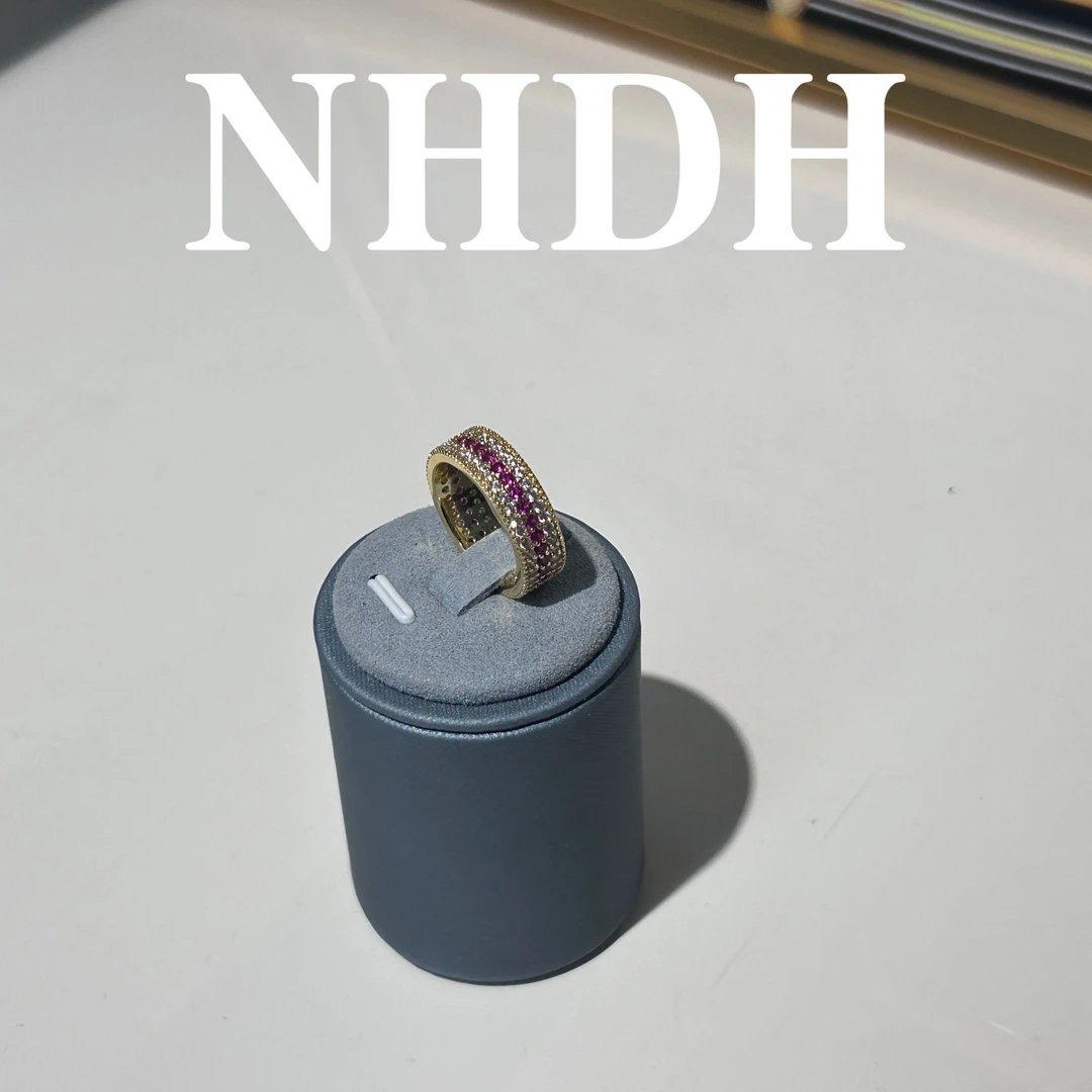 合金合成锆石戒指 古法满镶红宝戒指