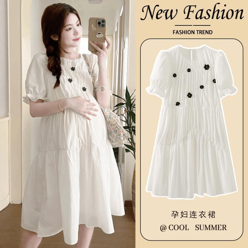 孕妇夏装连衣裙小个子白色夏天裙子2024新款女短裙夏款娃娃裙子女