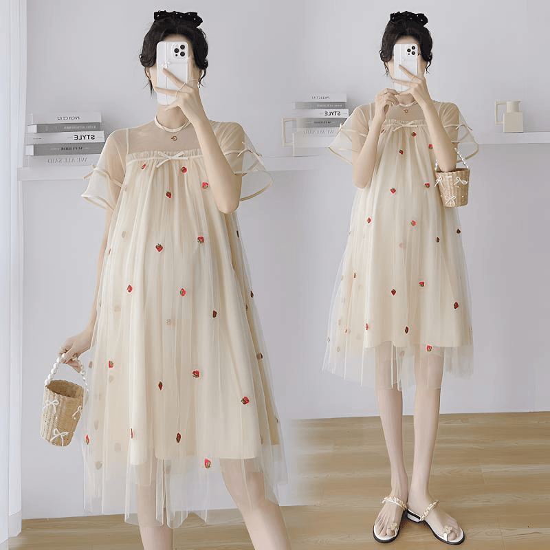 孕妇连衣裙新款时尚高级夏季清爽甜美减龄网纱裙宽松大码仙女裙子