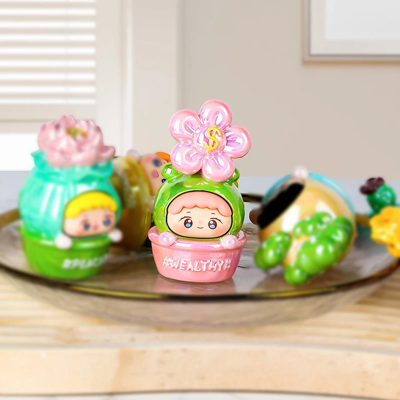 【拆盒】盆栽快乐精灵潮玩盲盒摆件可爱办公桌面