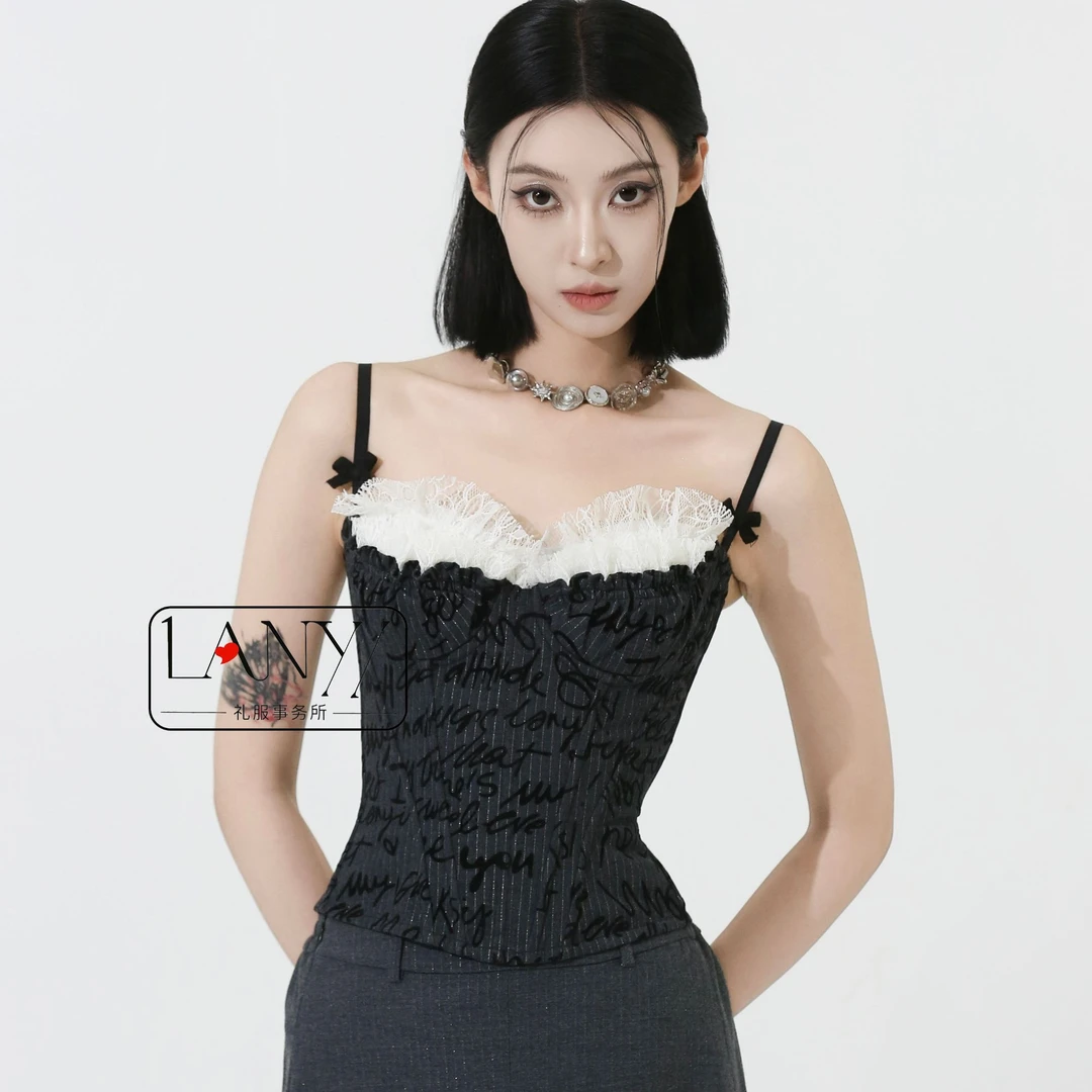 LANYI岚怡壹涂鸦艺术家修身气质鱼骨胸衣