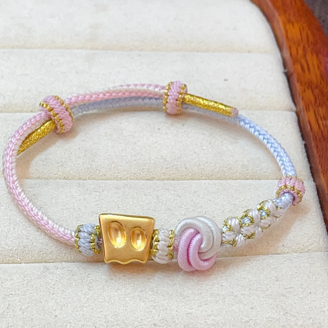 薛之谦同款dsp纸袋人黄金转运珠送男女朋友 足金999纯金