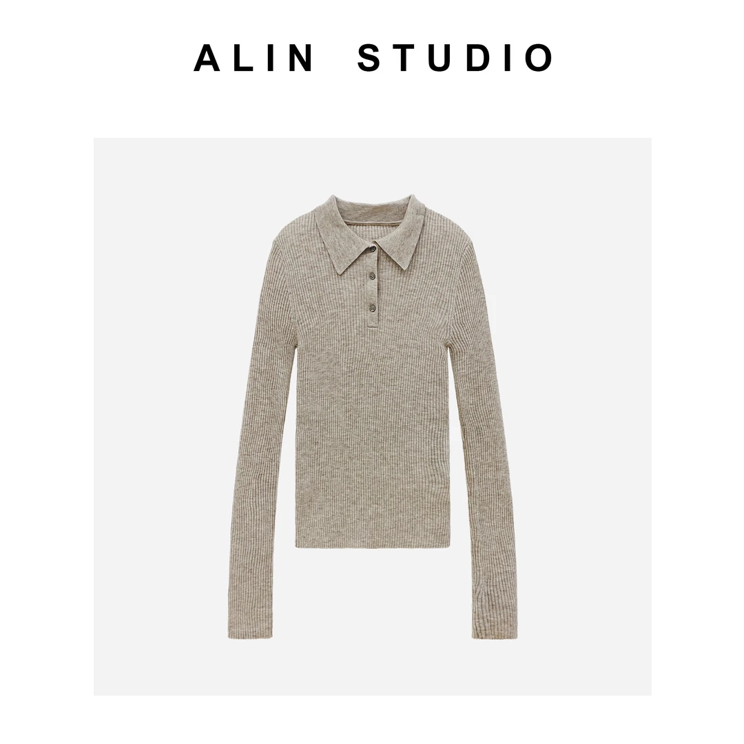 ALIN【Polo针织打底衫】秋季百搭修身款Polo时尚针织打底 YL-AW6701