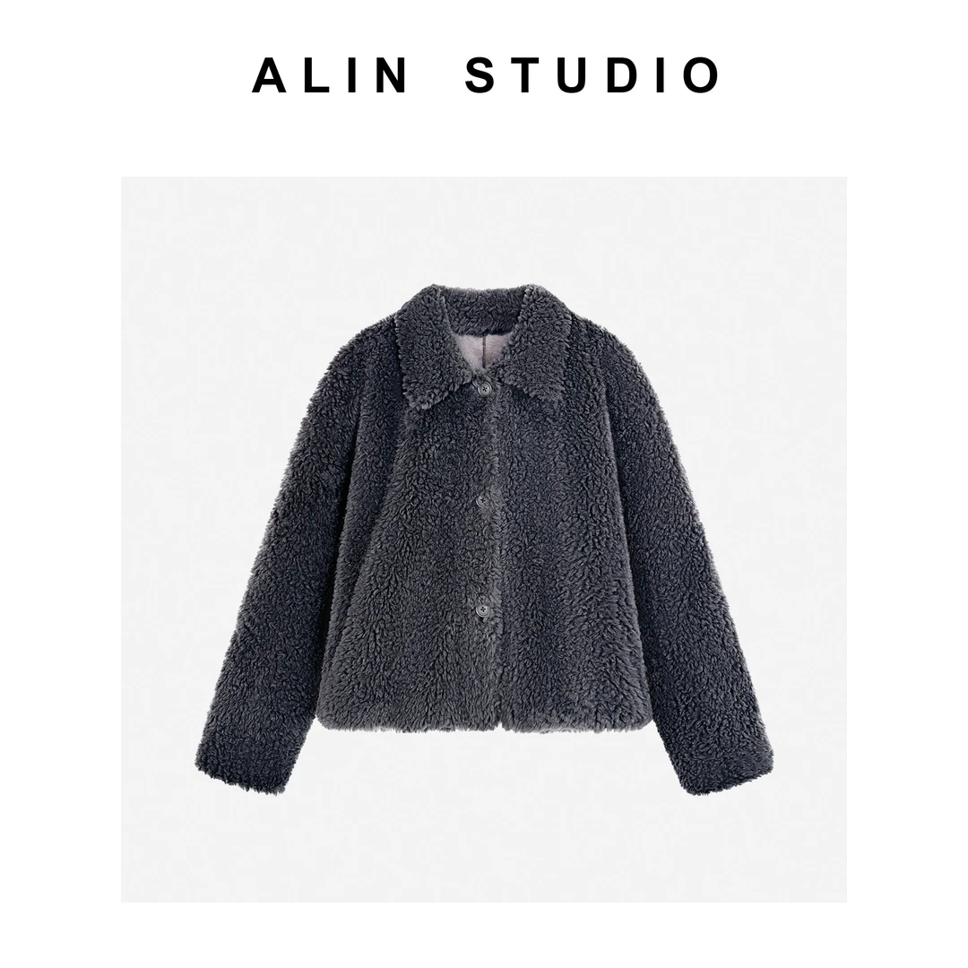 ALIN【颗粒绒皮毛一体外套】秋冬满屏高级感简约皮毛一体外套 32330