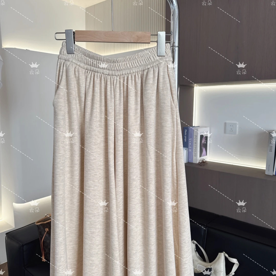 云朵定制 秋冬新款薄绒慵懒垂感显瘦大摆裤裙HZ75