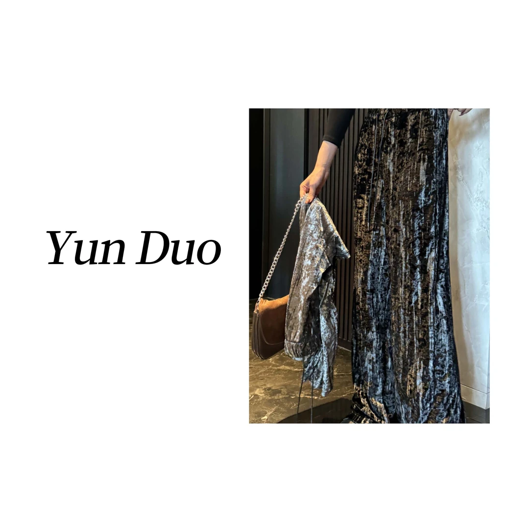 云朵定制 烫金丝绒肌理感垂感直筒阔腿裤HW44