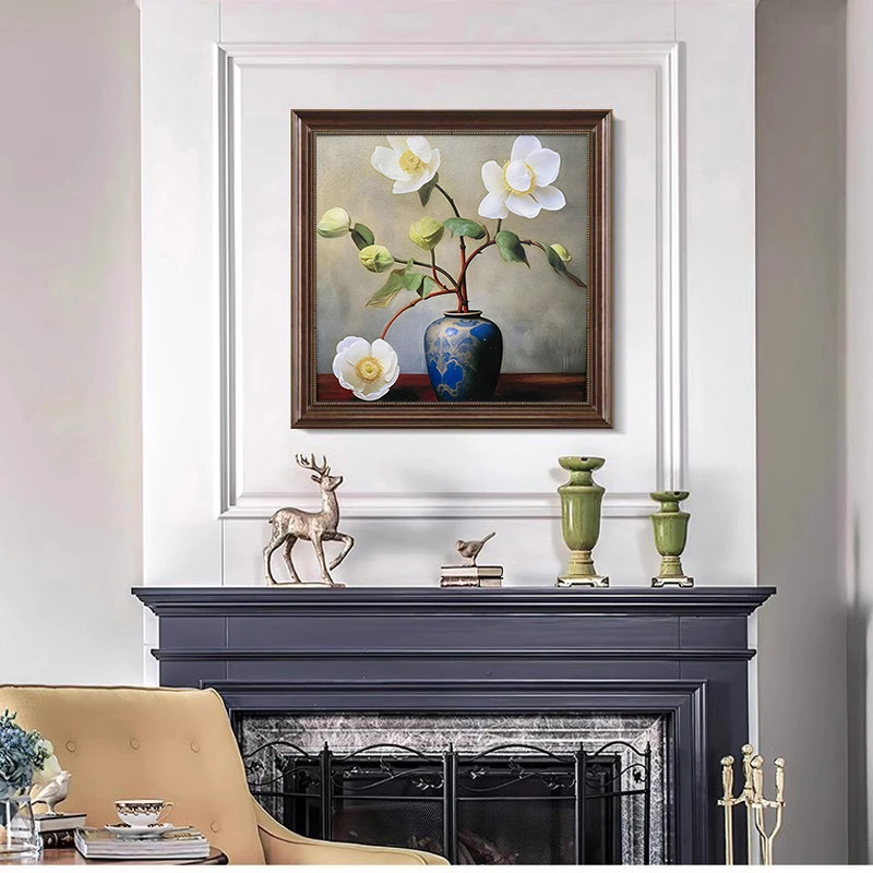 083《木银莲》美式玄关装饰画入户挂画过道走廊墙画餐厅卧室壁画